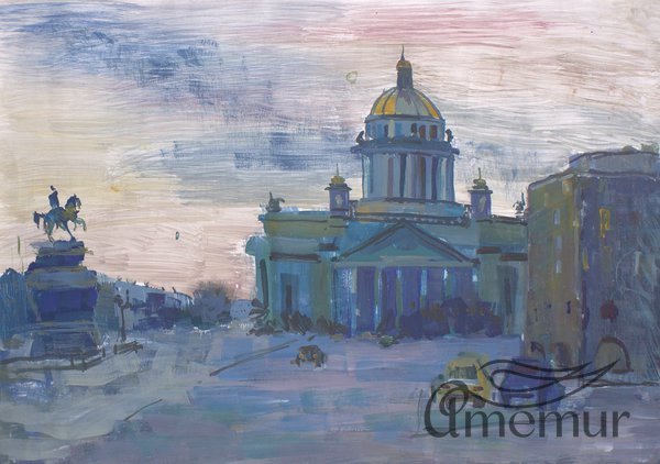 Painting by contemporary artist Natalia Rotova "Evening St. Petersburg"