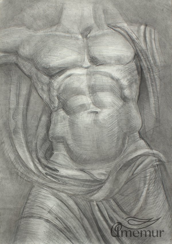 Картина современного художника Натальи Ротовой "Копия с большого фриза Пергамского алтаря"