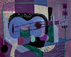 Картина современной художницы Натальи Ротовой "Фиолетово-зеленый натюрморт"