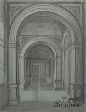 Painting "Interior of the Academy of A. L. Stieglitz" by Natalia Rotova, contemporary artist