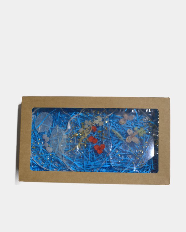 Set of epoxy coasters Summer landscape in a closed box