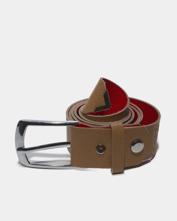 Aria reversible belt for women beige-red - folded front view