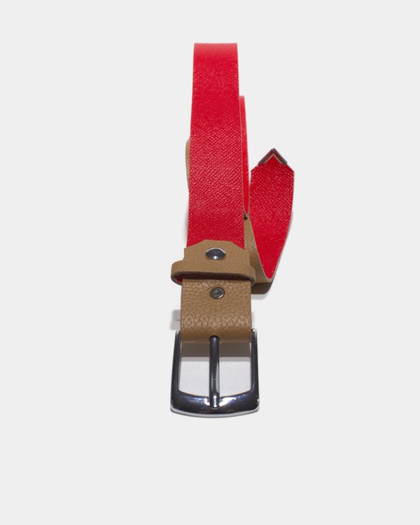 Reversible women's belt Aria beige-red - unfolded, on the red side