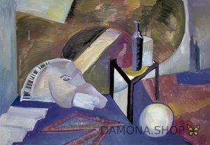 Картина современного художника Натальи Ротовой "Натюрморт с головой коня"